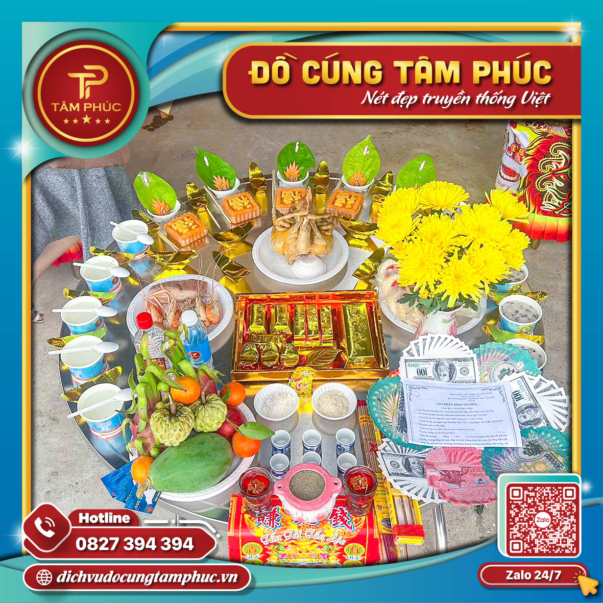 Khởi đầu vững với mâm cúng động thổ đầy đủ lễ vật.